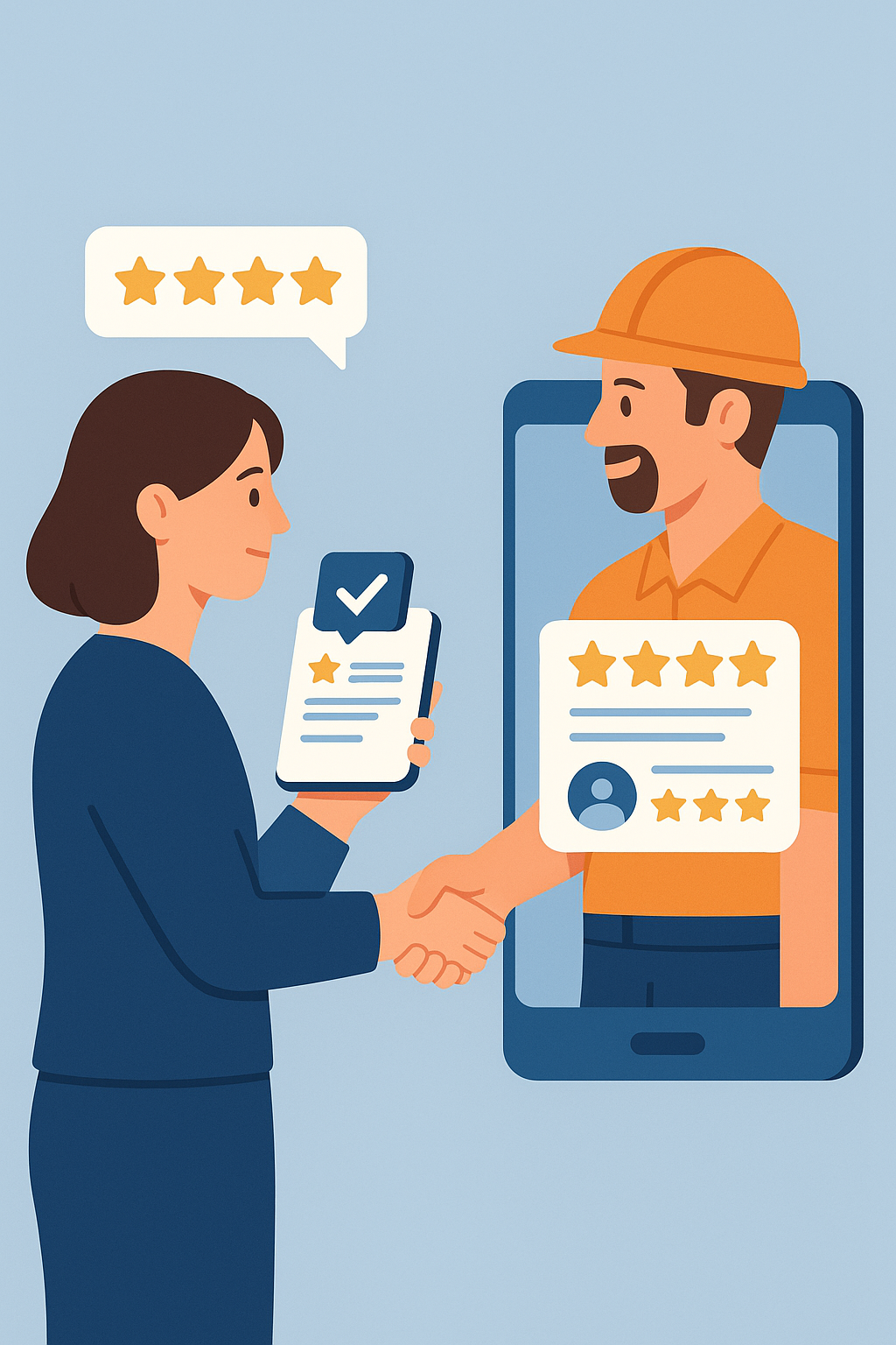 Handwerker mit Tablet